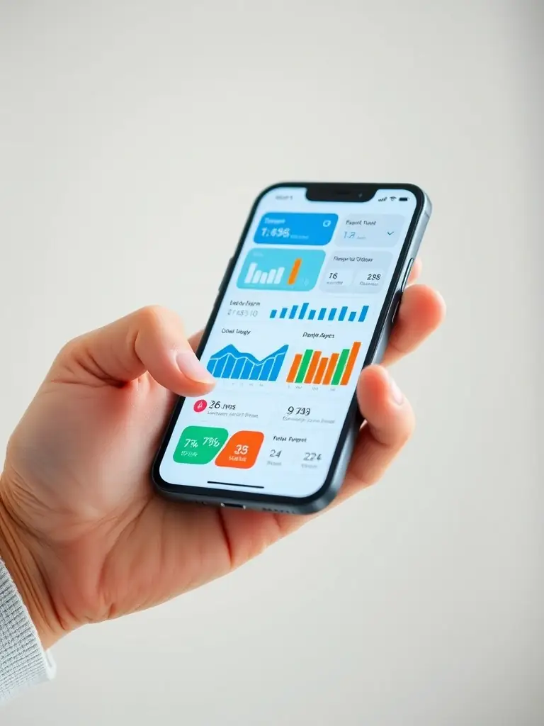 A mobile device displaying the Business Intelligence Mobile app, showcasing real-time analytics, customizable dashboards, and predictive analytics features, set against a backdrop of a strategic business meeting.